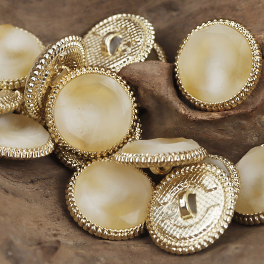18-23mm Golden Lace Beige Resin and Metal Button 10pcs Khaki