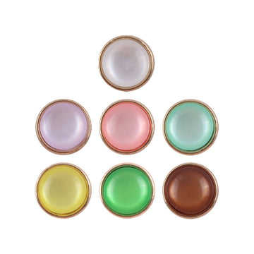12.5mm resin buttons assortment: white, light purple, pink, mint, yellow, green, brown
