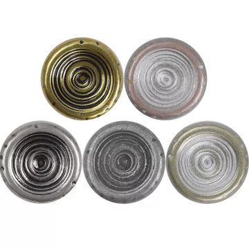 Bowl-shaped metal shank buttons with spiral face, bronze and silver tones (10pcs)