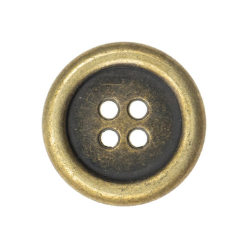 Vintage Bronze Metallknopf mit vier Löchern, Rund, Antik-Finish