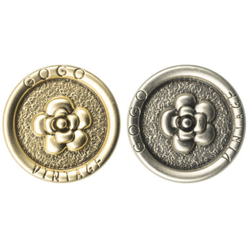Antique metal shank buttons, rose pattern—gold and silver front designs (set of 10)