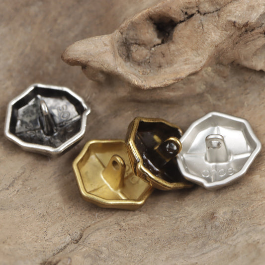 Beret Shaped Gold Silver Lacquered Woven Metal Buttons 10pcs