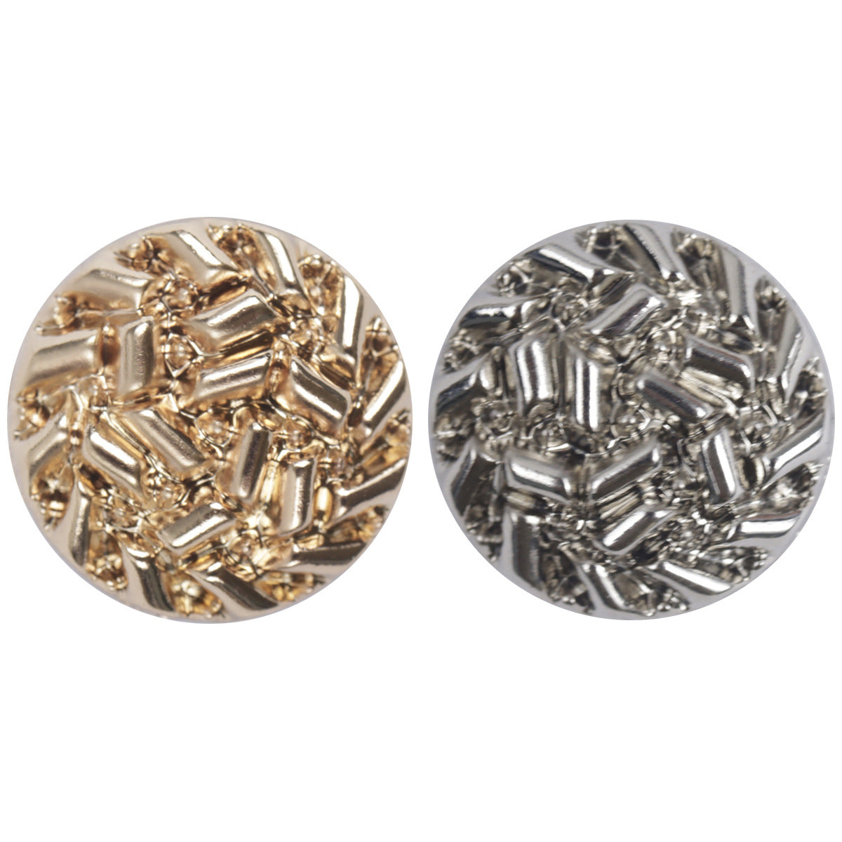 20–25 mm abstract metal buttons: gold and silver with loop shank