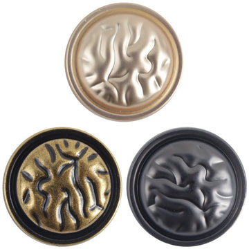 Metallknopf mit Henkel, unregelmäßige Relieftextur, gold/bronze und schwarz
