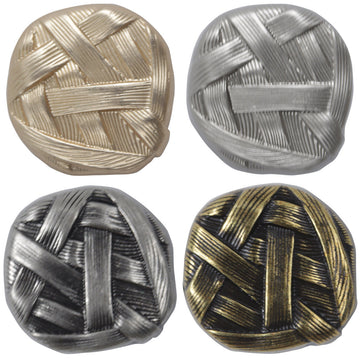 Irregular woven pattern metal buttons with shank, mixed gold and silver finishes