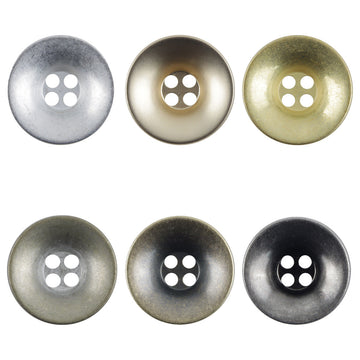 Bronze bowl-shaped metal buttons, 4-hole design, shiny metallic finish