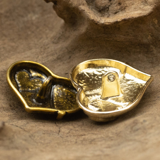 Vintage Heart-Shaped Light Gold Metal Decorative Buttons 10pcs
