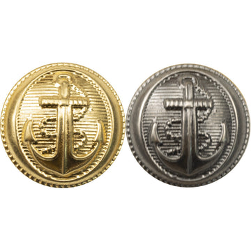 Anchor brass buttons: gold and silver fronts, 20-pack