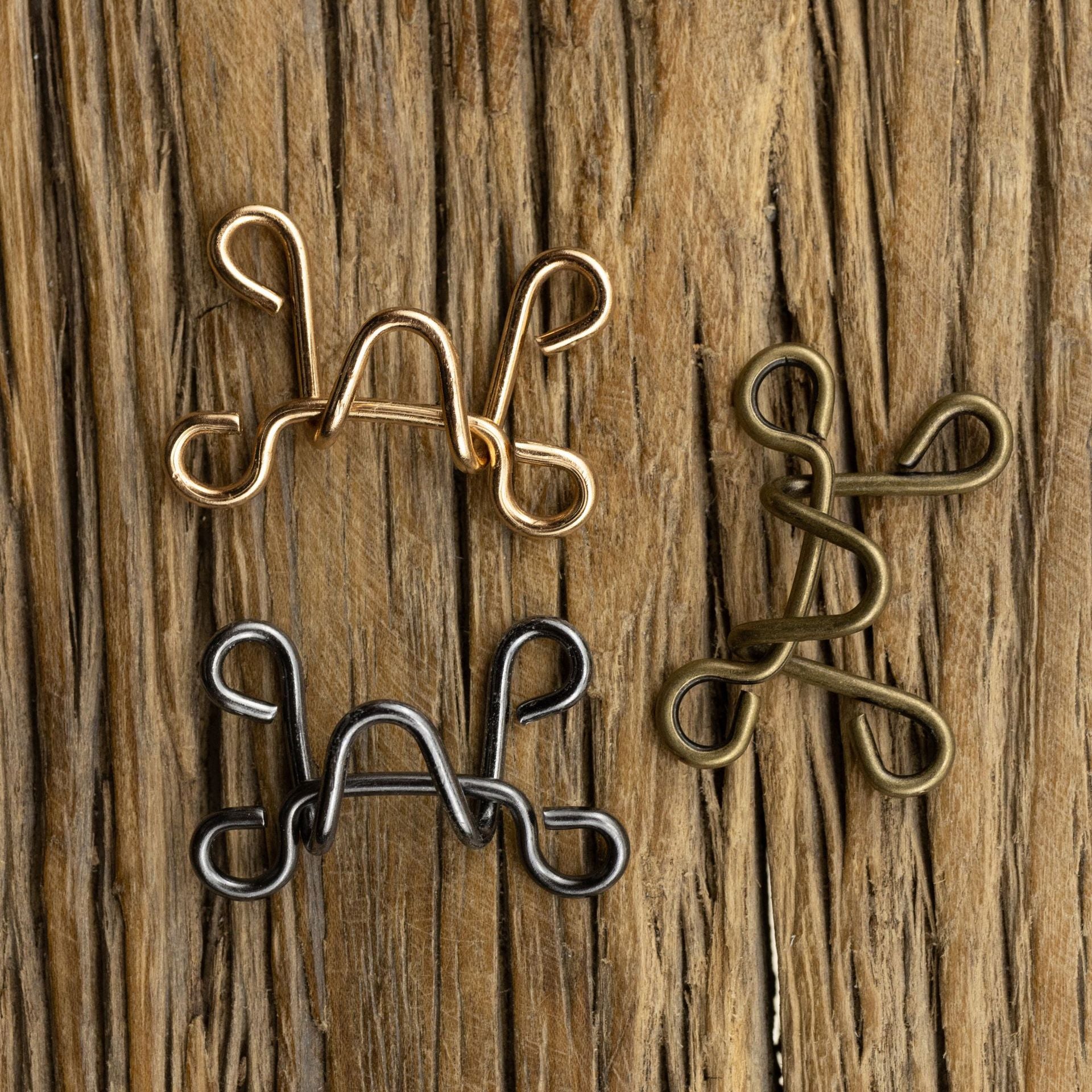 Antik Bronze Messing Hakenknöpfe für Windbreaker-Kragen, Set mit 10 Stück