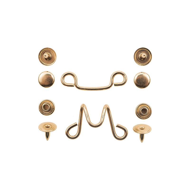 Hakenknöpfe Set: 2 Ösenknöpfe, 2 Druckknöpfe und Hakenleiste, antik Bronze