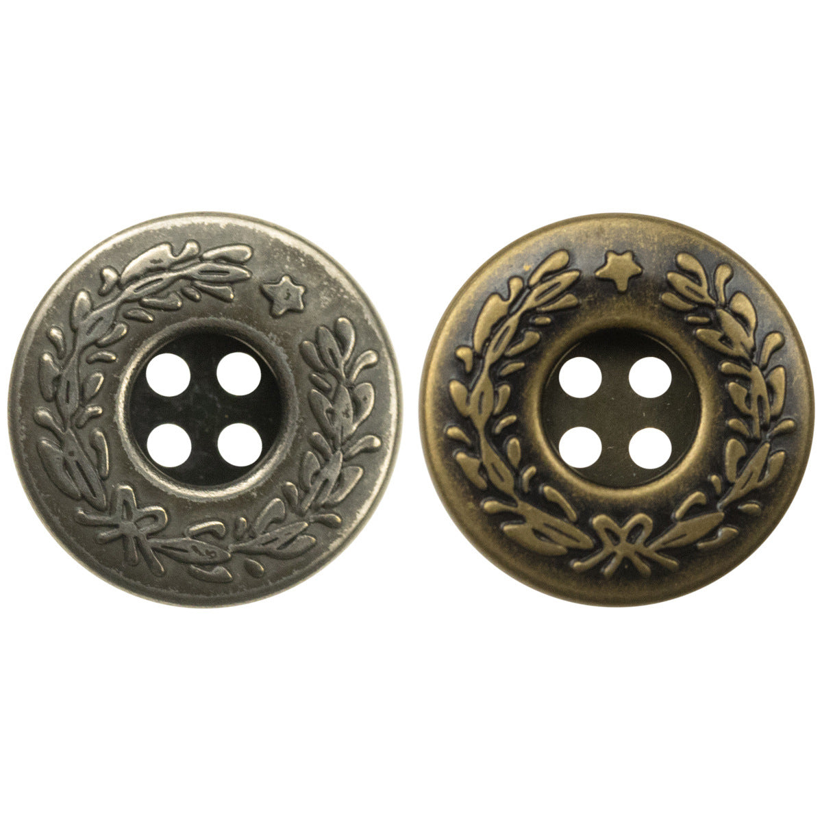 Laurel element metal button, 4-hole design, black nickel finish