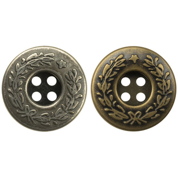Laurel element metal button, 4-hole design, black nickel finish