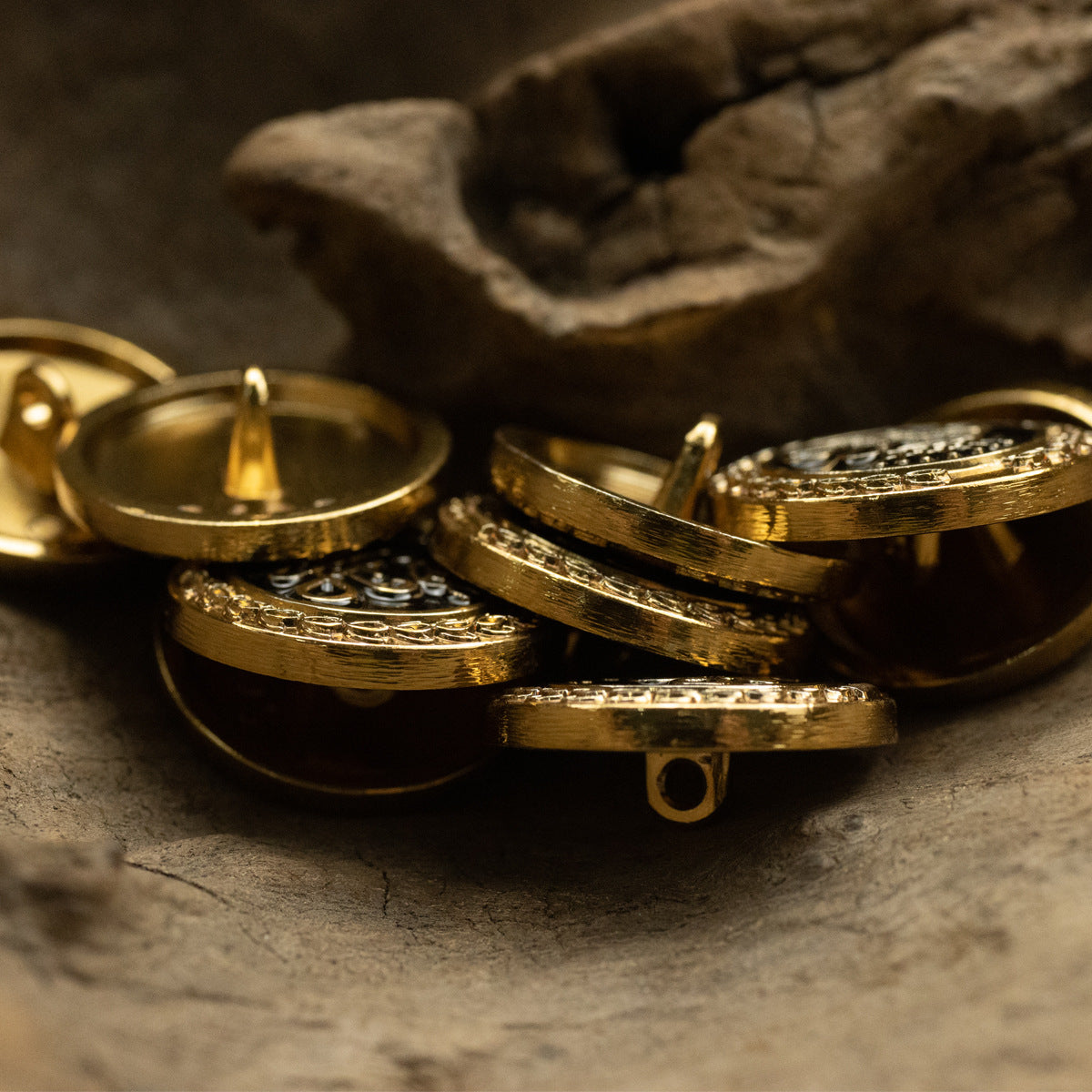 Palace Retro Style Tea Gold Wheat Crown Metal Shank Button 10pcs