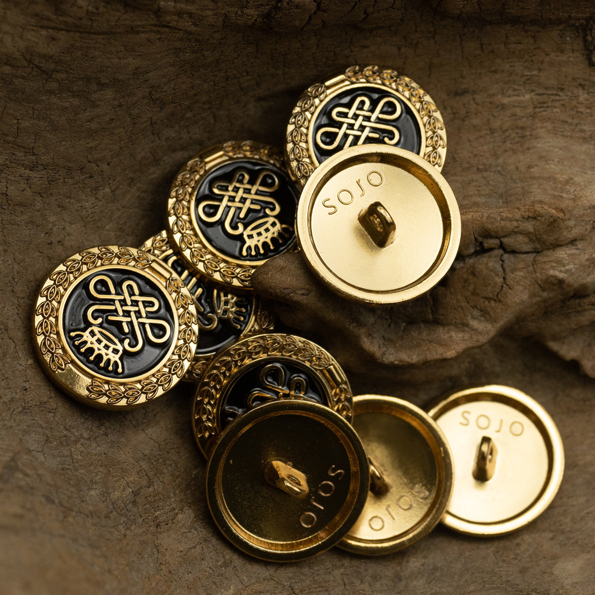 Palace Retro Style Tea Gold Wheat Crown Metal Shank Button 10pcs