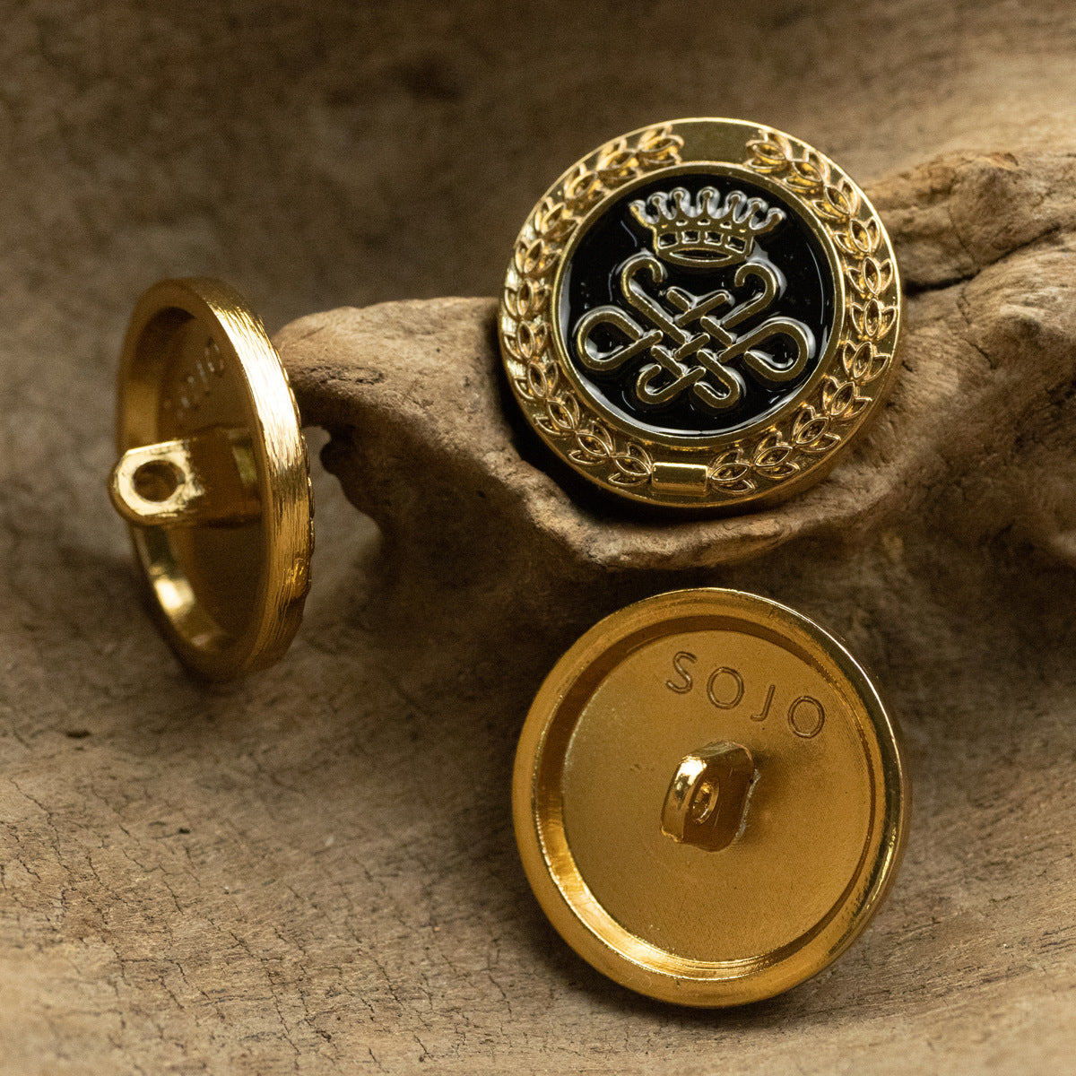 Palace Retro Style Tea Gold Wheat Crown Metal Shank Button 10pcs
