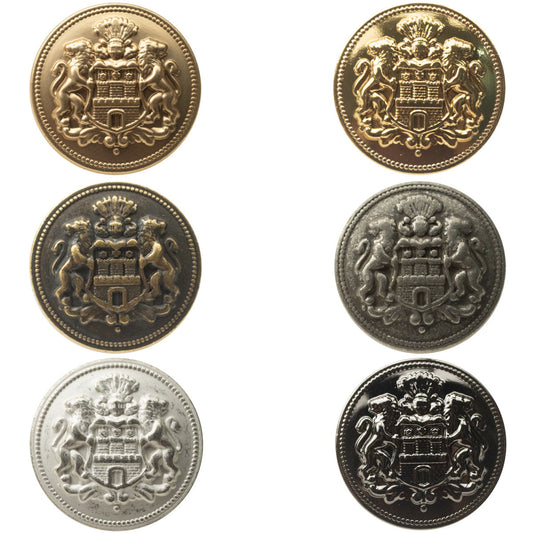 Double Lion Crown Metal Buttons for French Lady's Shiny Silk Coat 6pcs
