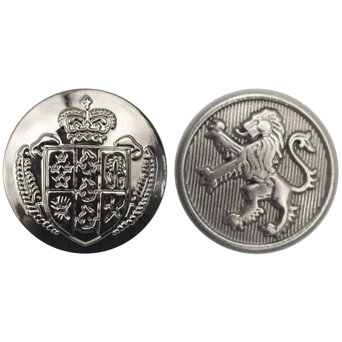 Vintage crown crest metal shank button, black nickel finish, 20mm