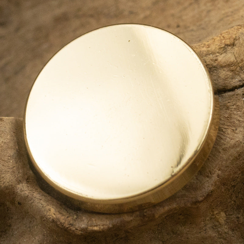 Round flat metal button with shank, matte silver-white