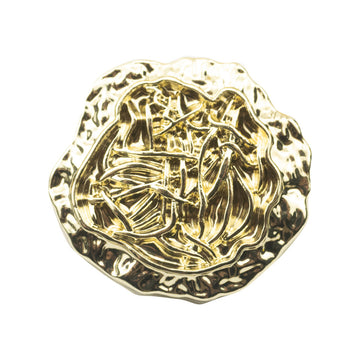 Golden polygonal metal button with ornate embossed pattern, 18/23mm