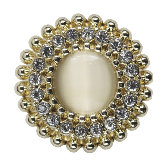 Light Gold Diamond-Encrusted Lace Metal Button with Shank,10pcs