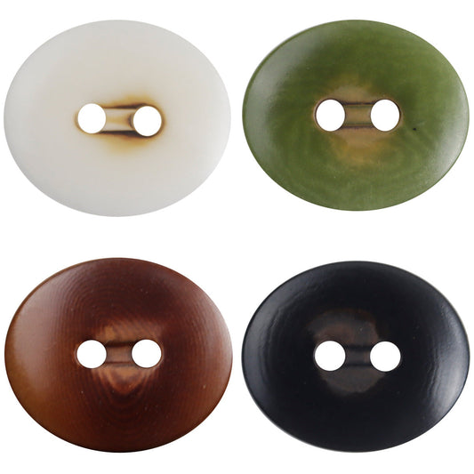 Charred Two-Hole Natural Oval Palm Fruit Corozo Buttons 10pcs