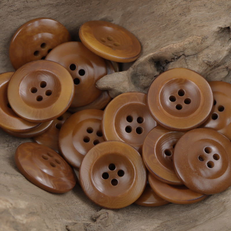 Palm nut corozo buttons, 4-hole, warm brown tones in varied shades