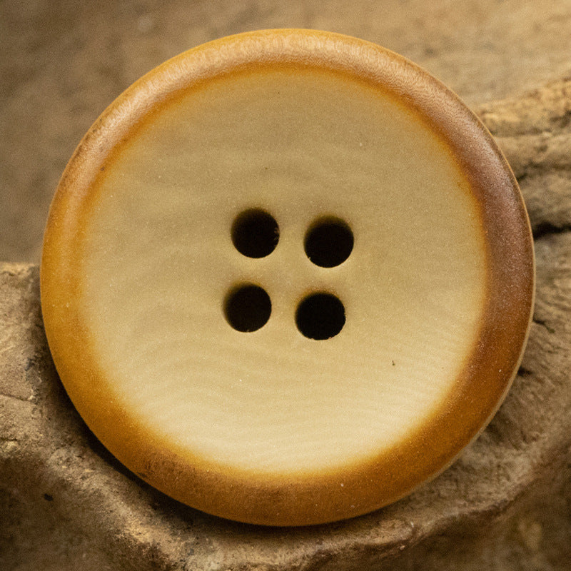 Burnt Yellow Natural Fruit Buttons for Retro Linen Shirts 10pcs Deep