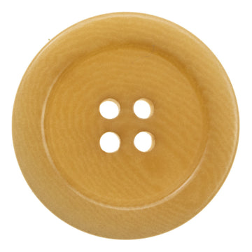 Light yellow 4-hole fruit button, smooth round face with four stitching holes