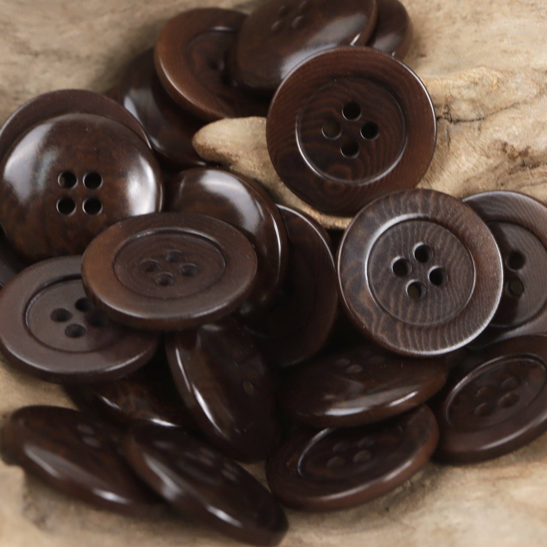 Brown tagua nut buttons, round 4-hole style