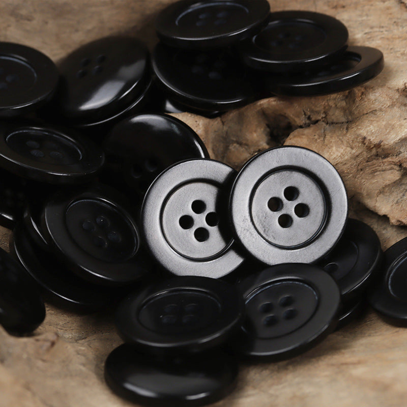 Black tagua nut buttons, round 4-hole design