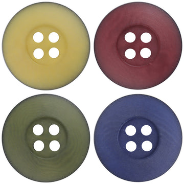 Matte fruit buttons (4 holes) in yellow, plum, olive and navy blue, set of 10