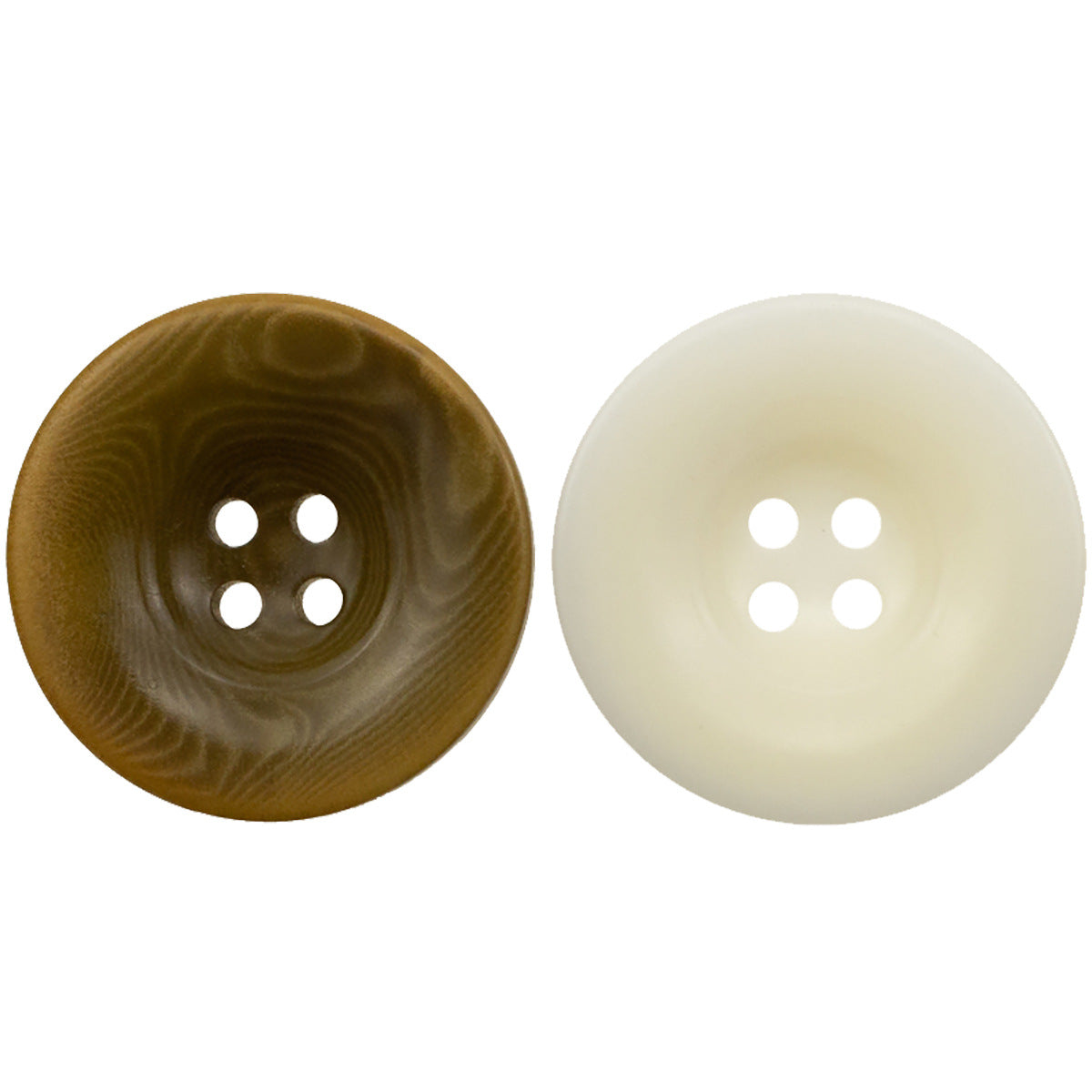 Fruit buttons, white and green, 4-hole front (two buttons)