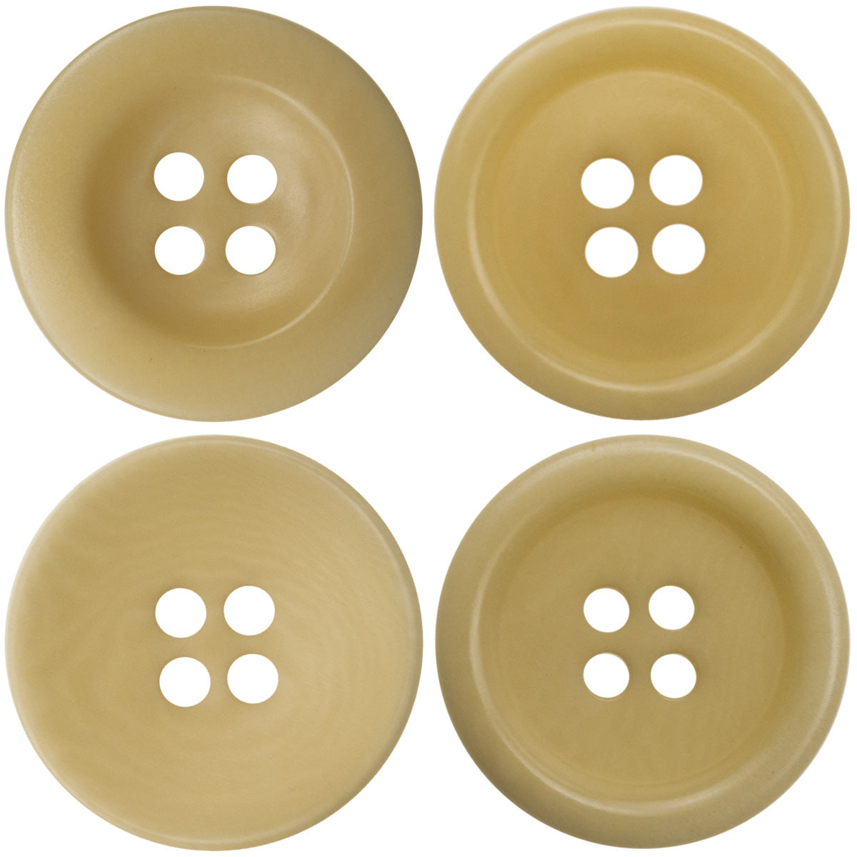 Lotsofbuttons light yellow 4-hole fruit button, flat front view, 15–20mm