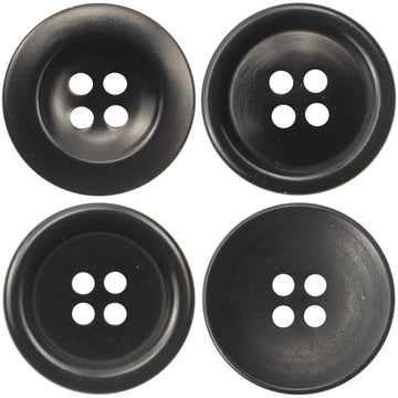 Black round 4-hole buttons, multiple pieces shown, front view