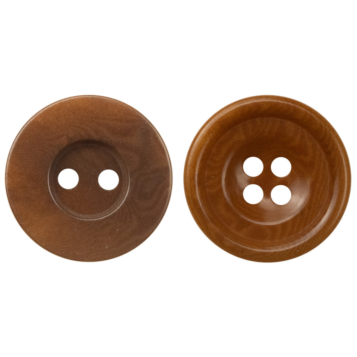 Reddish-brown button, 2-hole and 4-hole styles, round, vintage look