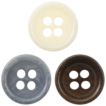 Runde Tagua-Nussknöpfe, 4 Löcher, weiß/grau-blau/braun