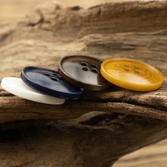 Sustainable Corozo Buttons Slim Edged Ripple 10PCS