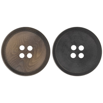 Matte brown and black 4-hole fruit button set, 15–25 mm, 2 buttons shown