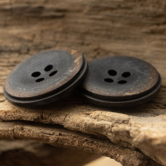 Burned Matte Black Vintage Natural Corozo Buttons,10 Pack