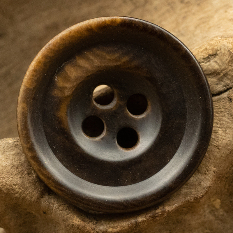 Coffee nut button, 4-hole for sweater or cardigan