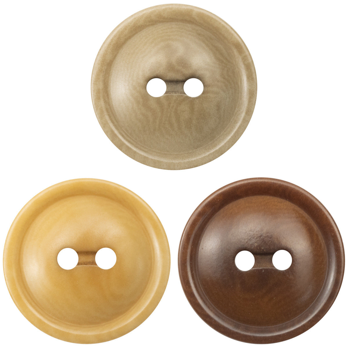Round two-hole palm fruit corozo buttons, beige/light natural—10 pcs set