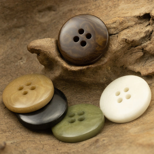 Round 4-Hole Natural Tagut Nut Buttons for Military Green Vests 10pcs