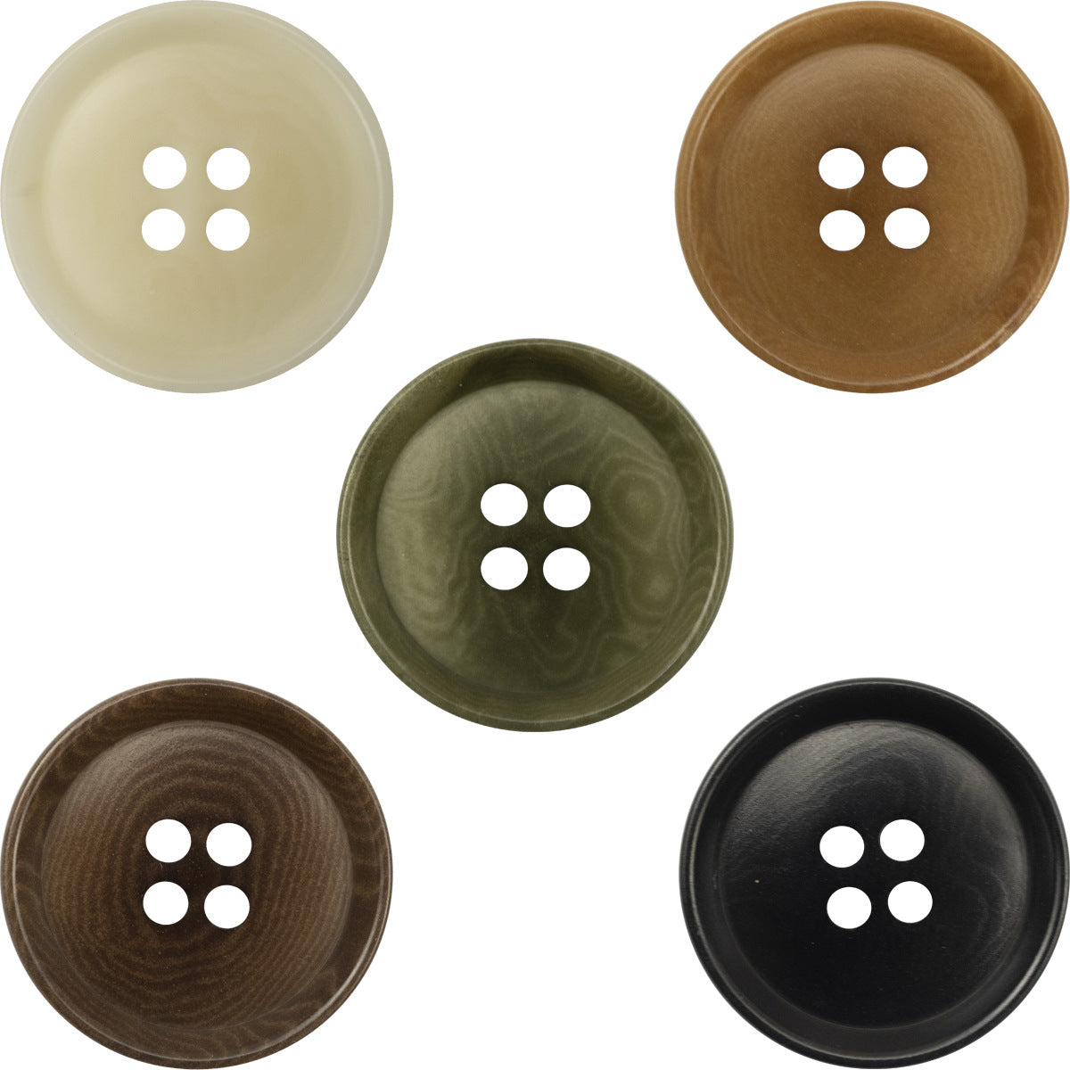 Natural tagua nut buttons, 4-hole, assorted colors set