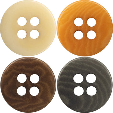 Flache 4-Loch-Buttons, Orange und Khaki, 11.5/12.5 mm, rund