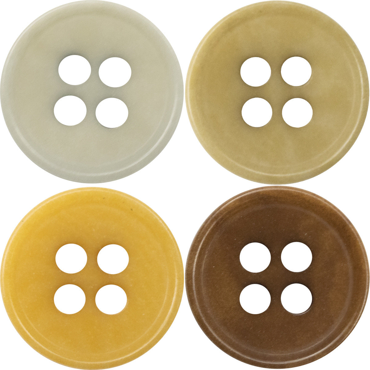 Natural fruit buttons set of 10, 4-hole design in beige, khaki, orange, brown