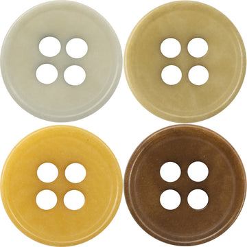 Natural fruit buttons set of 10, 4-hole design in beige, khaki, orange, brown