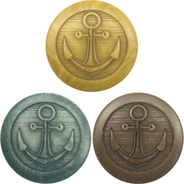 Vintage nautical anchor fruit buttons, yellow and blue & coffee, 10pcs set