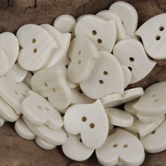 Heart-Shaped Two-Hole Khaki Resin Flat Button 10pcs Beige