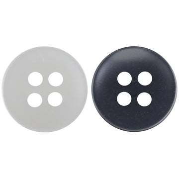Runde Resin-Knöpfe, dunkelgrau und weiß, mit 4 Befestigungslöchern, 12,5 mm