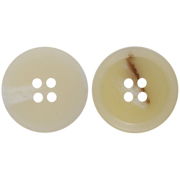 Light Yellow resin flat button, round, four holes, 15–28mm